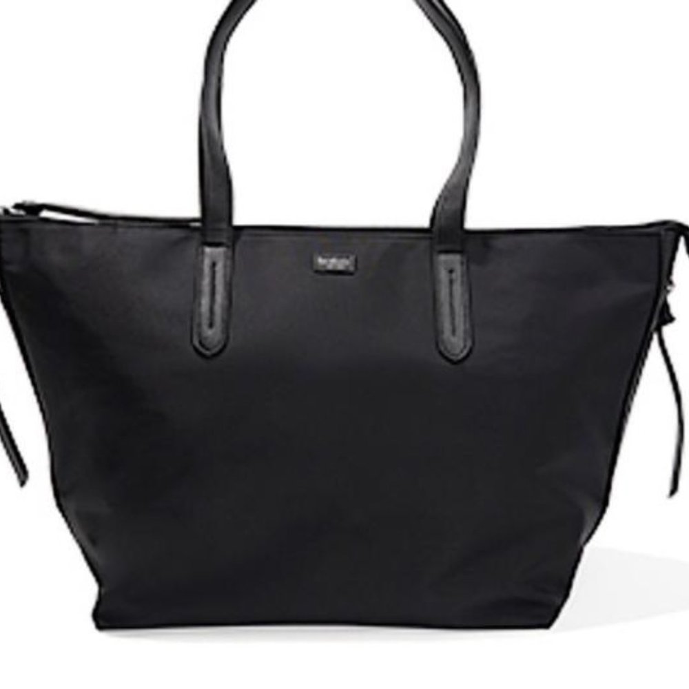 Botkier Nylon Black Polyester Lightweight Zip Tote Carry Bag 19"x12"